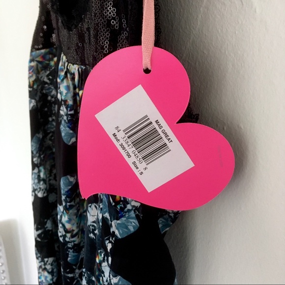 Dress Silky w/ Sequin Top diamonds print - Picture 7 of 8